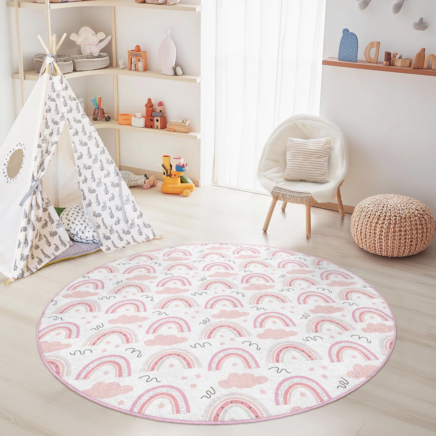 Regenbogenwolken-Kinderteppich: Weiche Spielmatte fürs Kinderzimmer