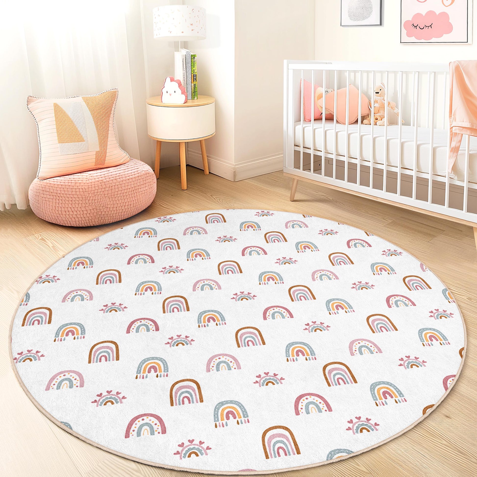 Rainbow Kids Play Rug: Soft Nursery Mat, Personalized Decor