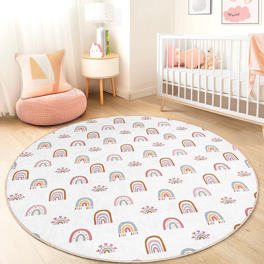 Rainbow Kids Play Rug: Soft Nursery Mat, Personalized Decor