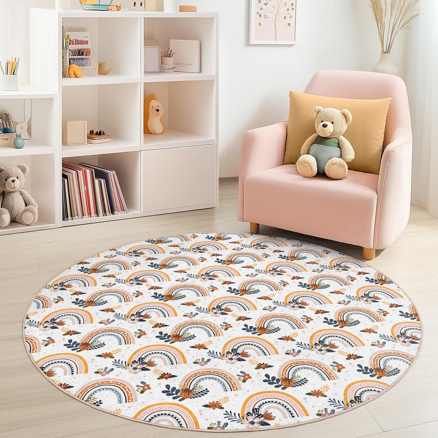 Rainbow Kids Rug: Soft Playroom Carpet, Nursery Decor