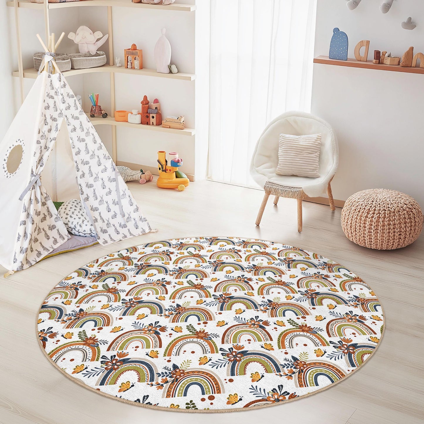 Regenbogen-Kinderteppich: Weiche Spielmatte für Kinderzimmer oder Spielzimmer