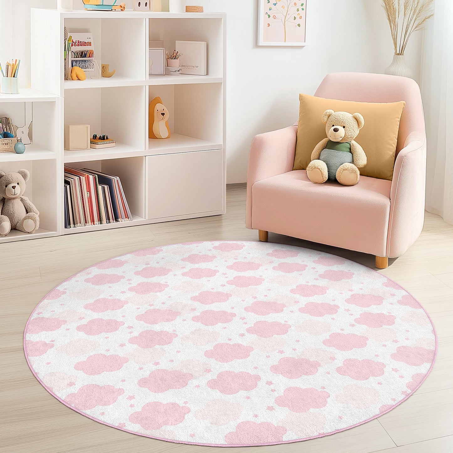 Rosa Wolken-Kinderteppich: Weicher Teppich für Kinderzimmer und Spielzimmer