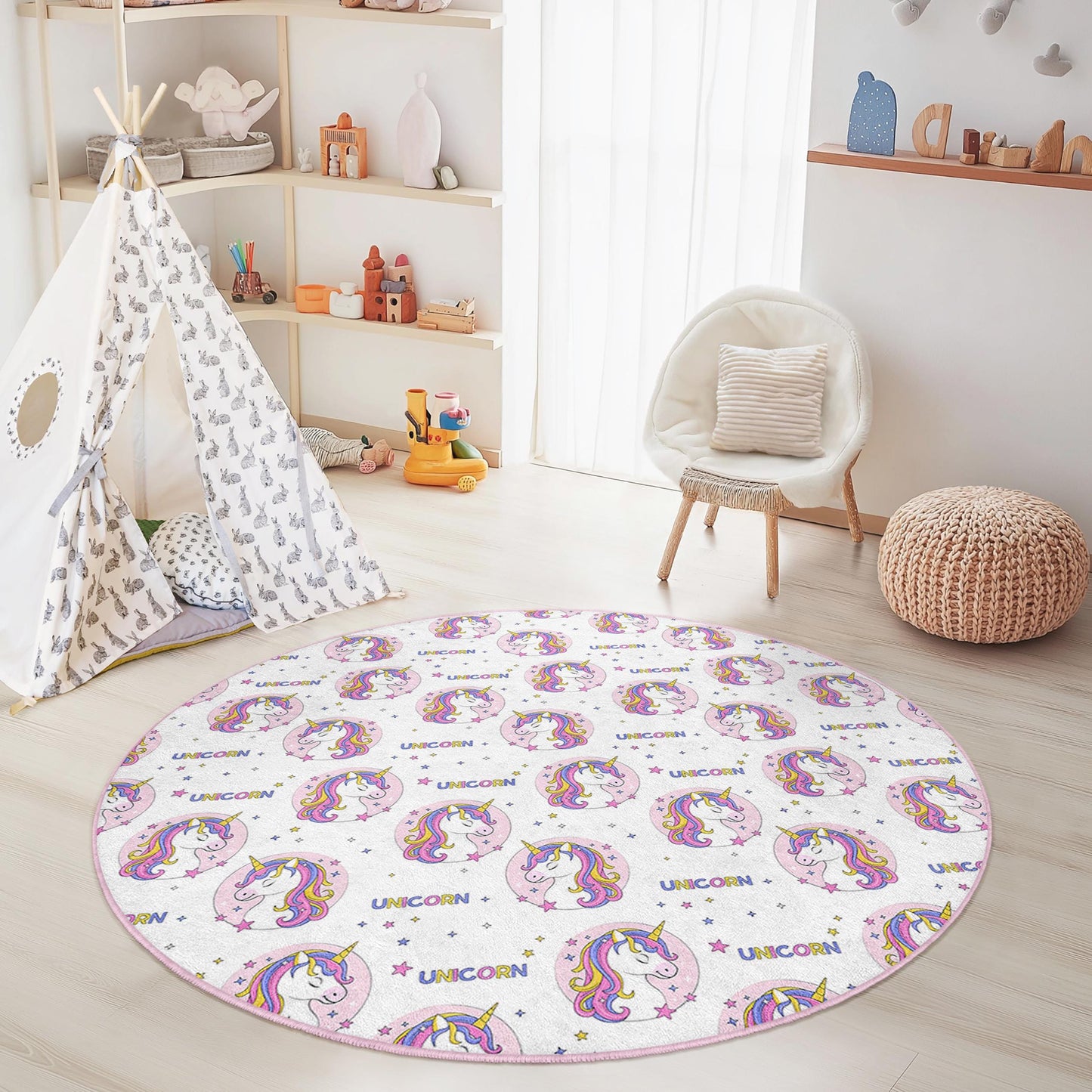 Magischer Einhorn-Kinderteppich: Weicher Spielzimmerteppich
