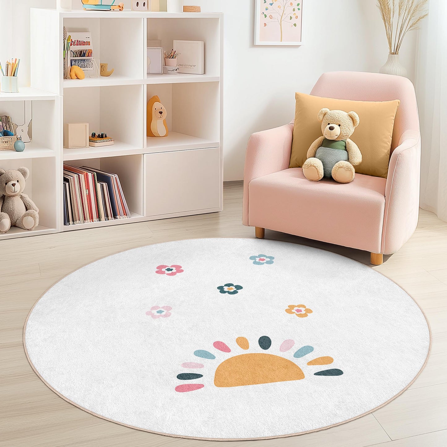 Sonniger Blumenteppich für Kinder: Weiche Spielmatte, Kinderzimmerdekoration