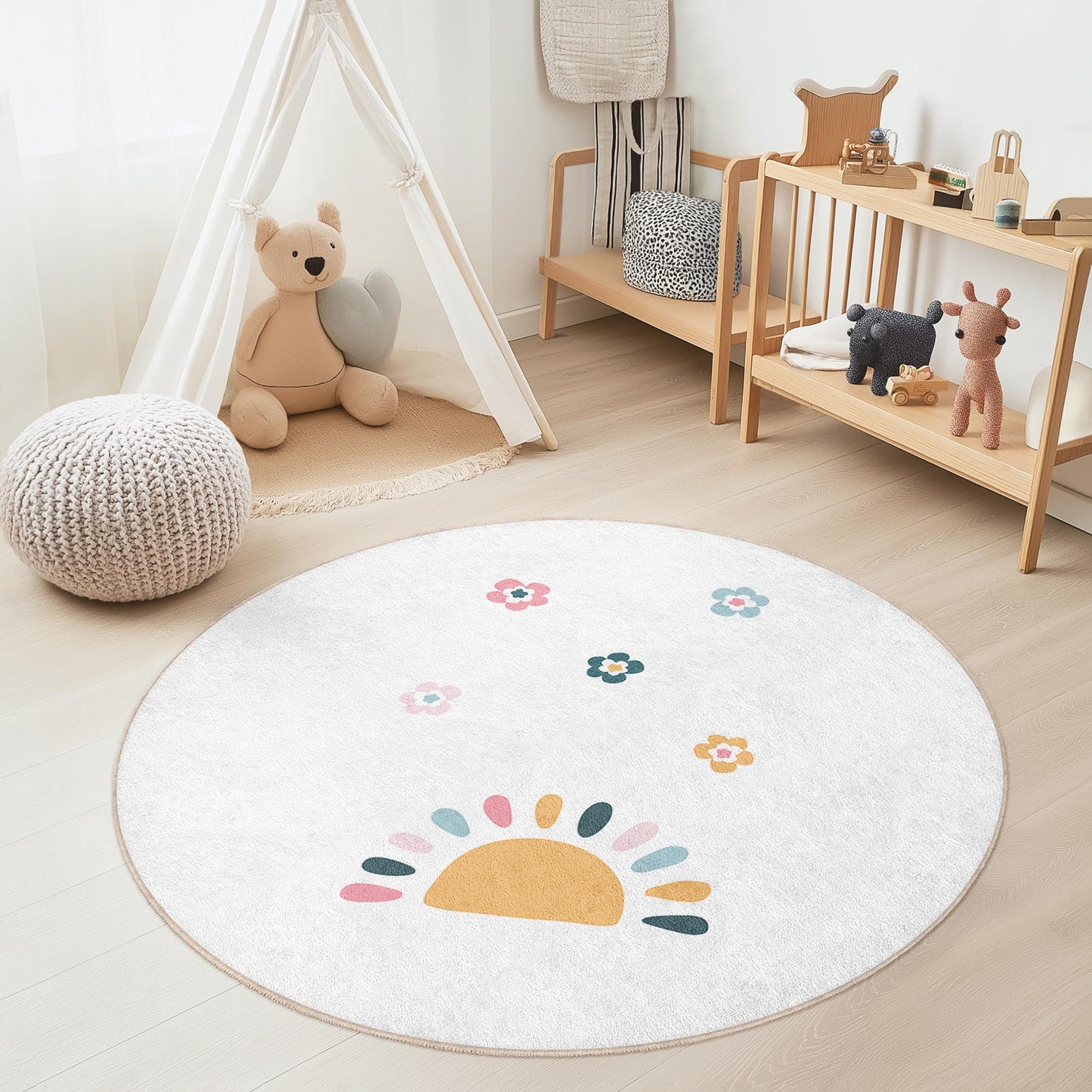 Sonniger Blumenteppich für Kinder: Weiche Spielmatte, Kinderzimmerdekoration