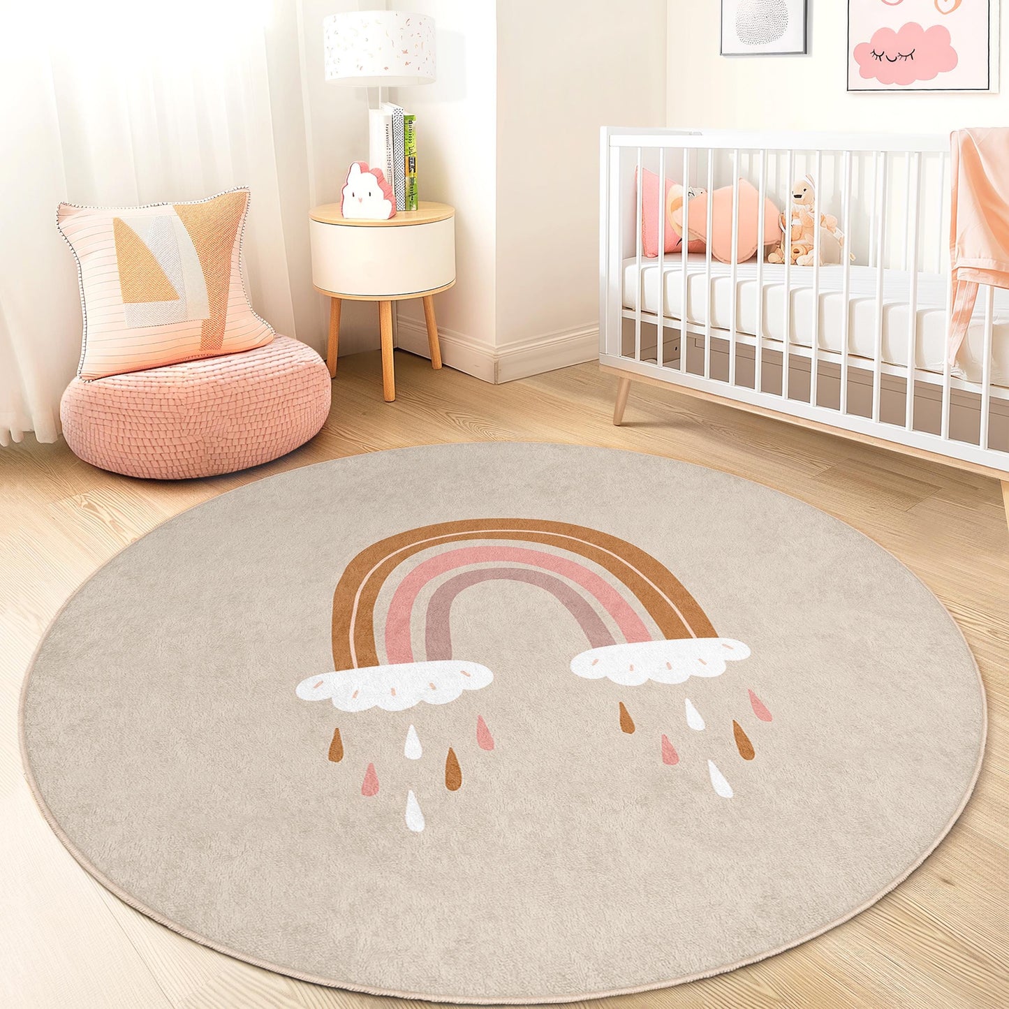 Regenbogen-Kinderteppich: Zarter Pastell-Teppich für Kinderzimmer und Spielzimmer