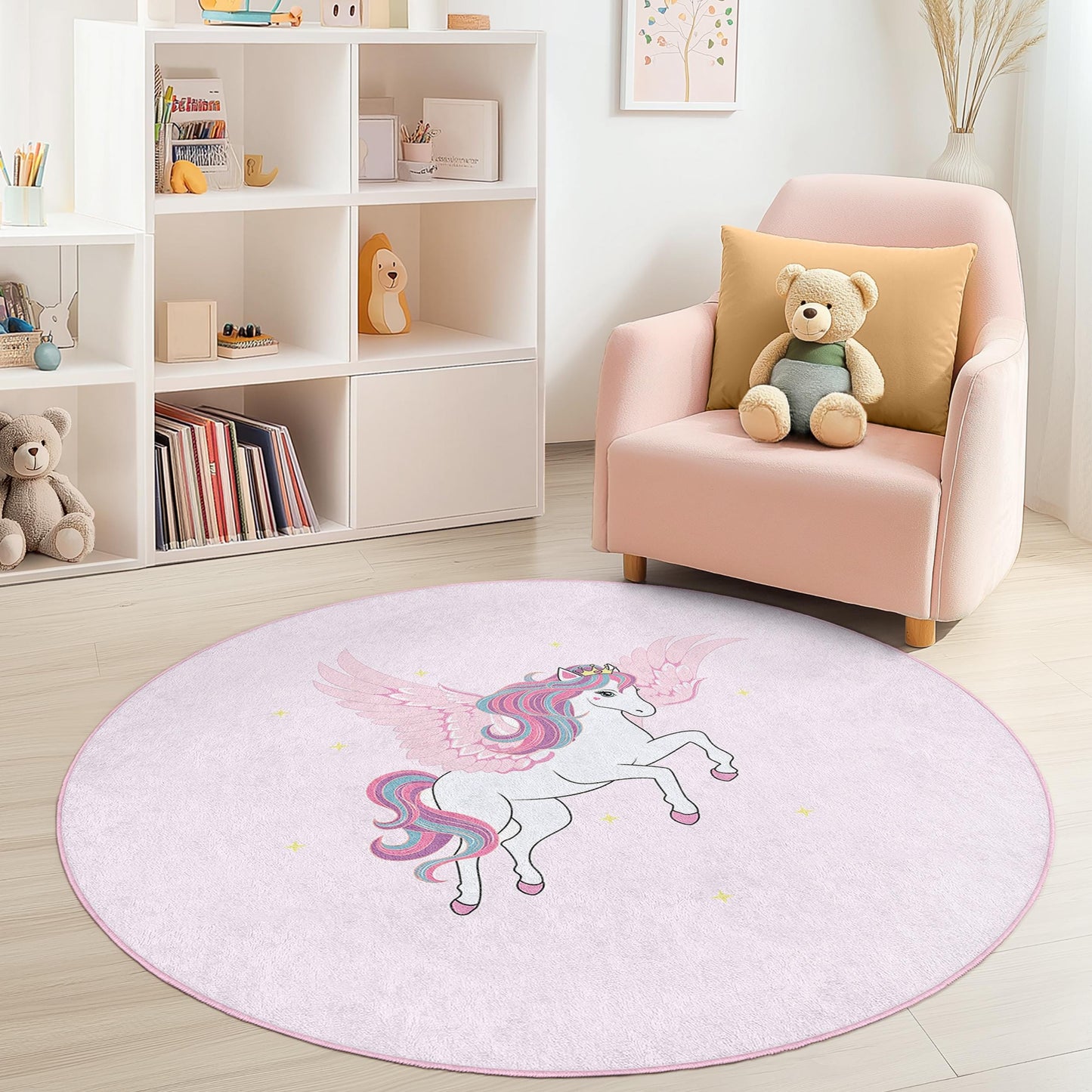 Personalisierter Einhorn-Kinderteppich: Rosa Spielmatte fürs Kinderzimmer