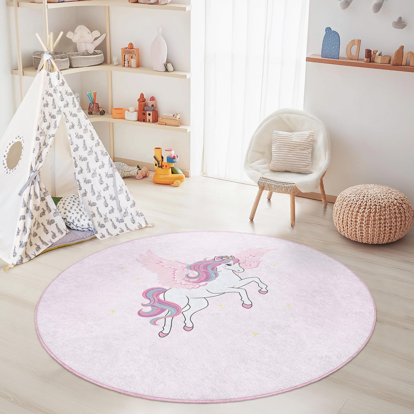Personalisierter Einhorn-Kinderteppich: Rosa Spielmatte fürs Kinderzimmer
