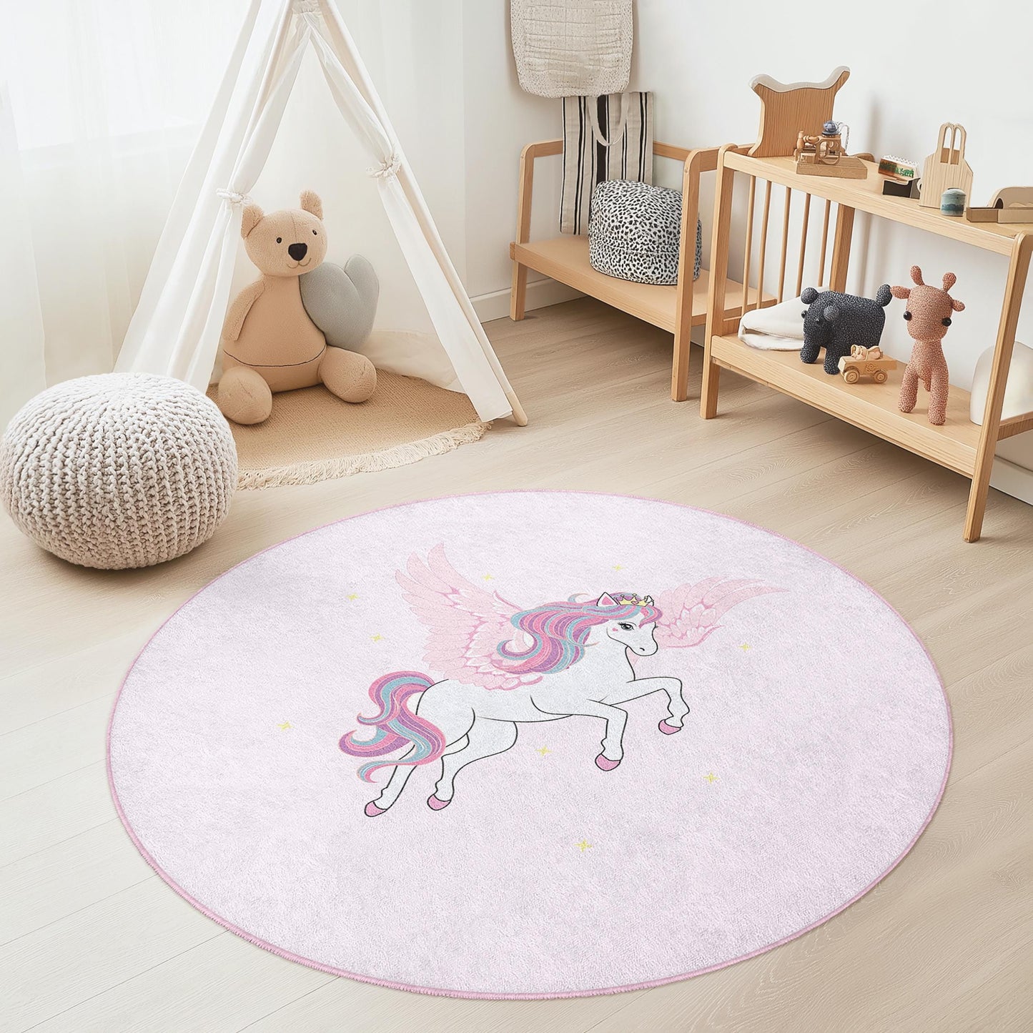 Personalisierter Einhorn-Kinderteppich: Rosa Spielmatte fürs Kinderzimmer