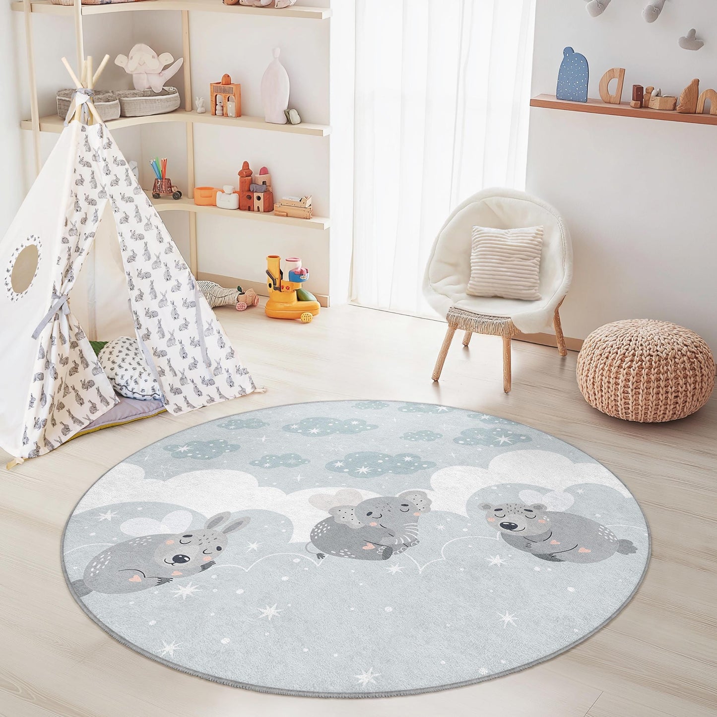 Spielteppich „Tierwolke“ für Kinder: Weiche Spielmatte fürs Kinderzimmer