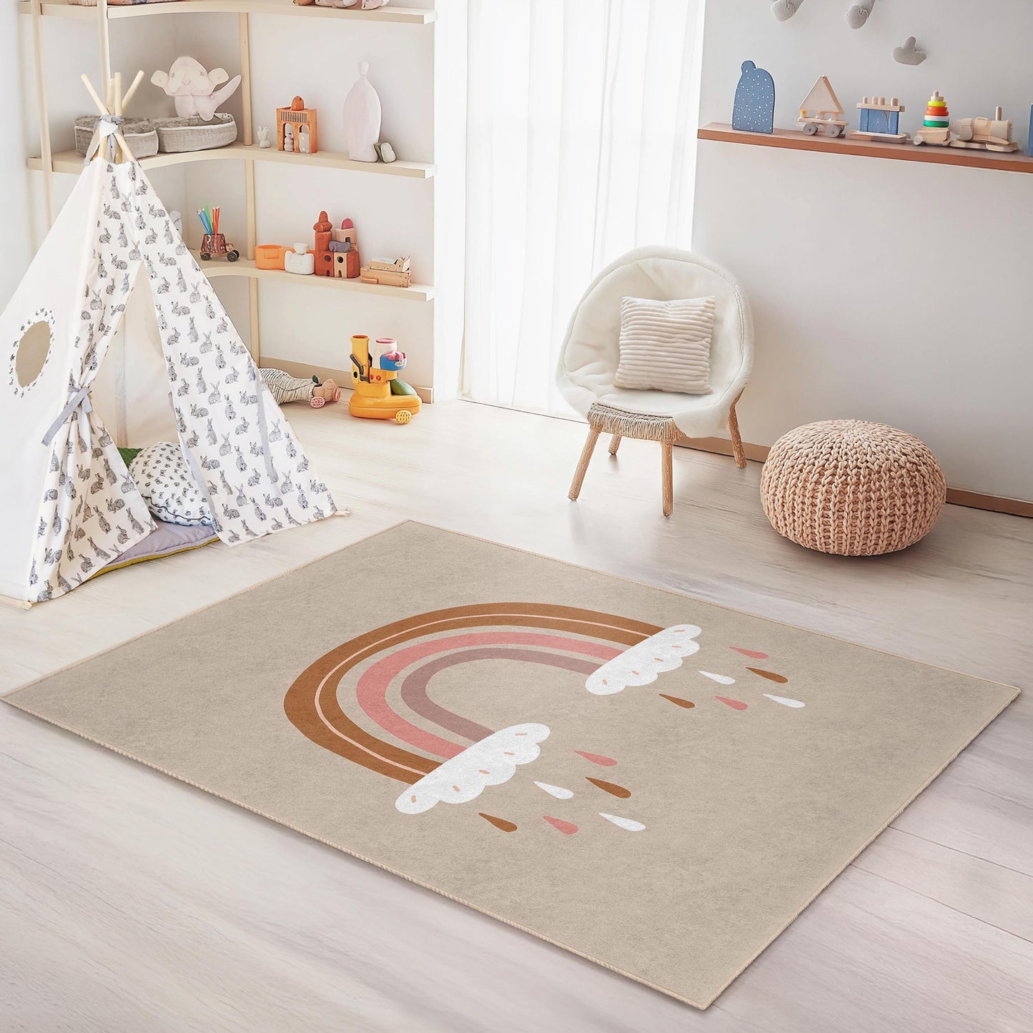 Regenbogen-Kinderteppich: Weiche Spielmatte für Kinderzimmer oder Schlafzimmer