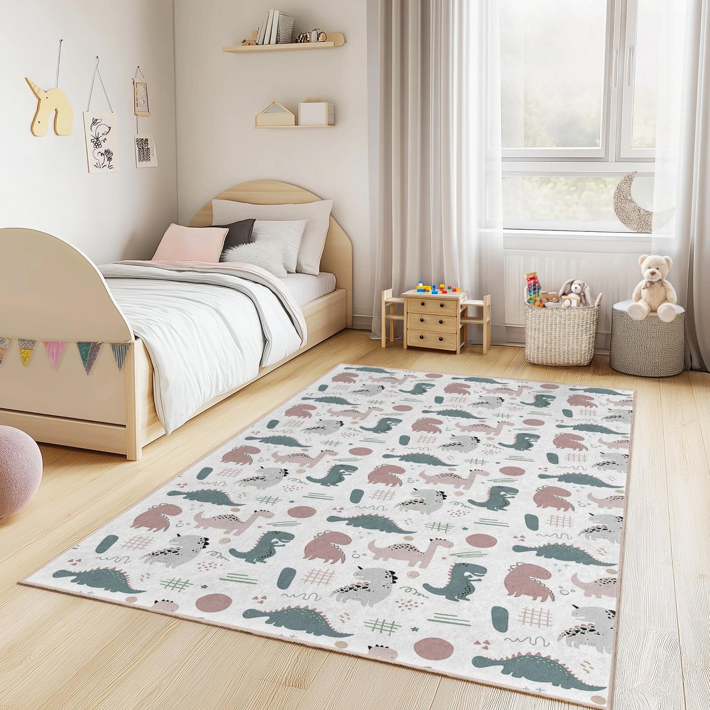 Personalisierter Dinosaurier-Kinderteppich: Weicher Spielzimmerteppich