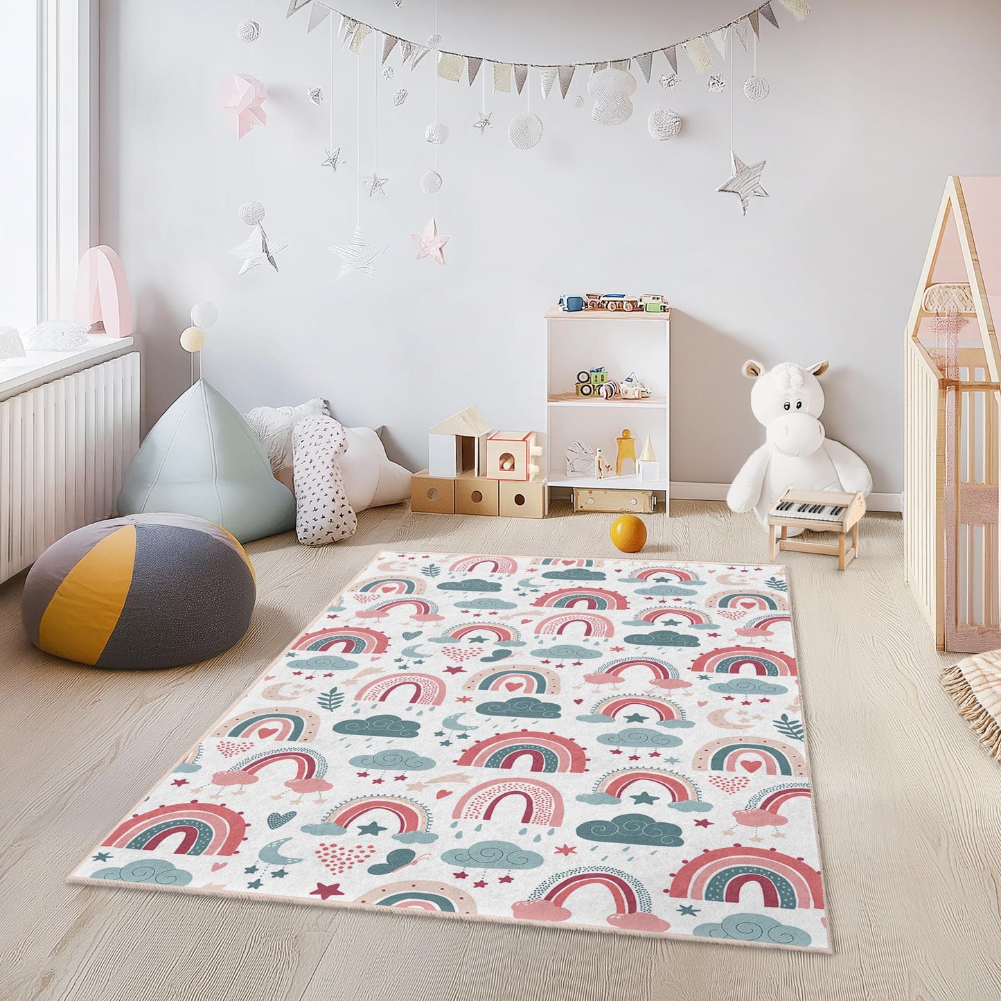 Einhorn-Kinderteppich: Rosa Fantasievolle Kinderzimmerdekoration