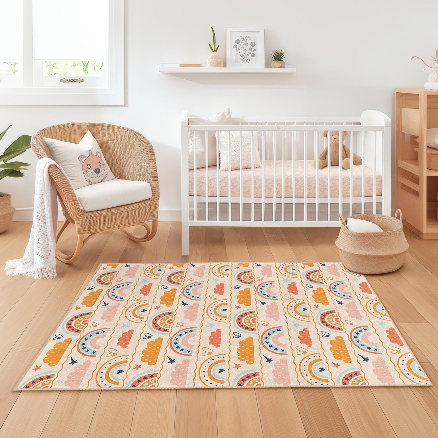 Regenbogenwolken-Kinderteppich: Weicher Teppich für Kinderzimmer und Spielzimmer
