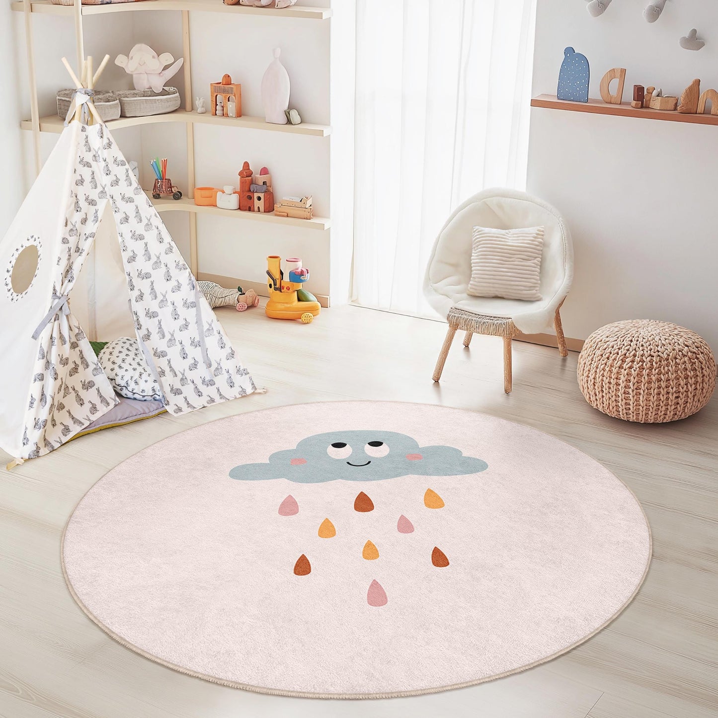 Cartoon Cloud Kids Rug: Soft Nursery Play Mat
