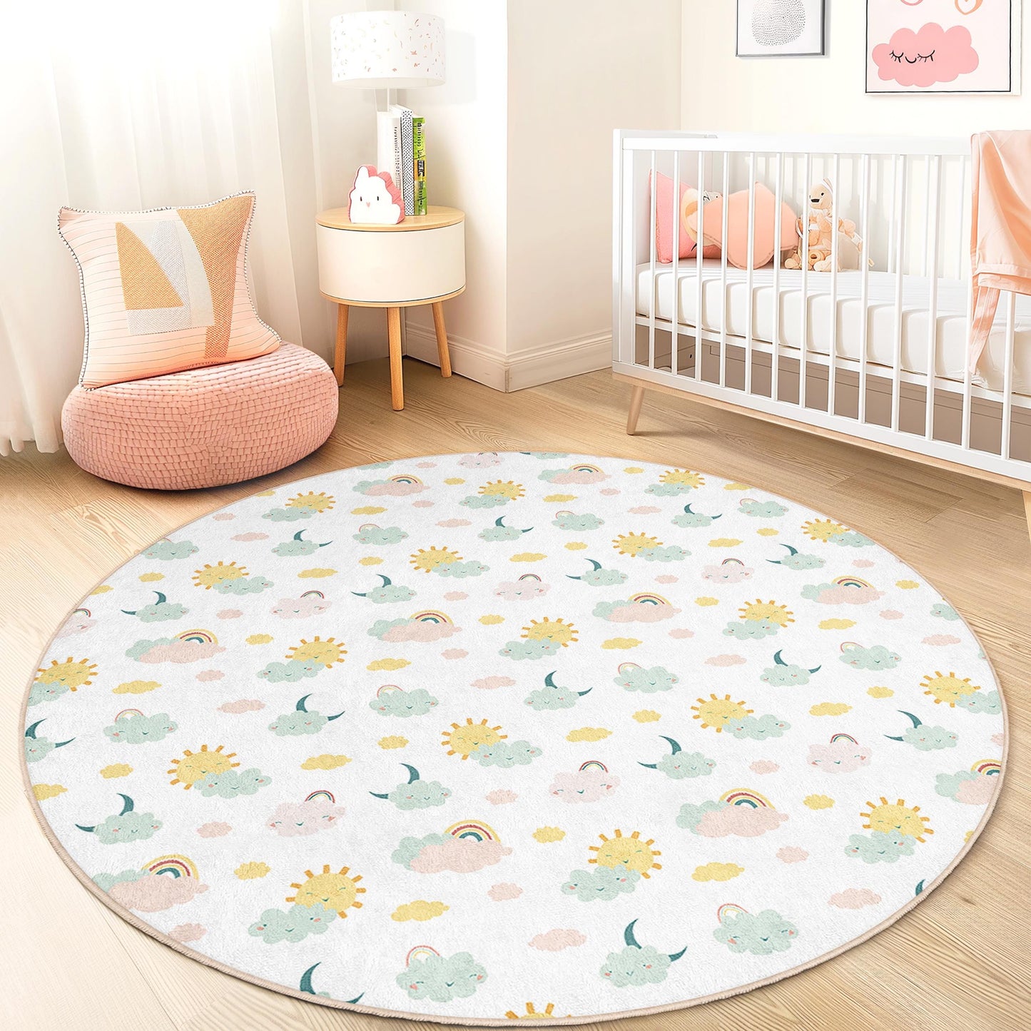 Clouds & Sunshine Kids Play Rug: Soft Nursery Carpet