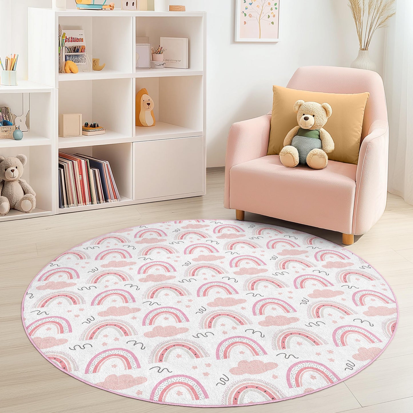 Rainbow Cloud Kids Rug: Soft Play Mat for Nursery