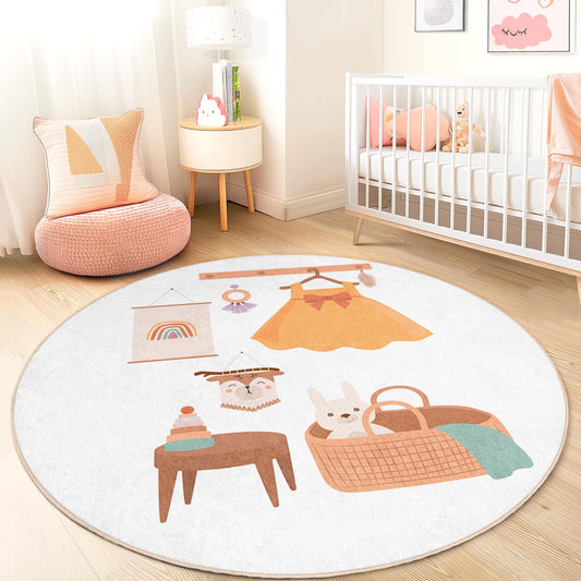 Whimsical Round Kids Room Rug, Cute Animal Decor Rug, Playful Nursery Area Rug, Children's Room Carpet, Soft Play Mat