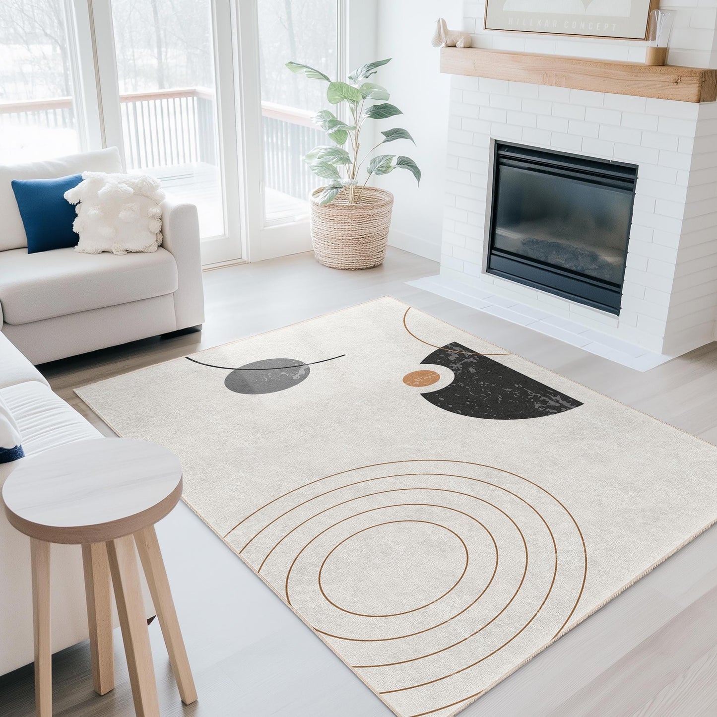 Abstract Geometric Area Rug, Modern Rectangular Rug for Living Room, Stylish Home Decor, Unique Design Floor Mat, Contemporary Carpet