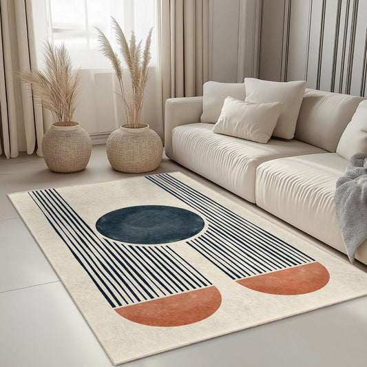 Modern Geometric Rectangle Area Rug, Stylish Abstract Floor Mat, Decorative Living Room Rug, Chic Home Decor Accent