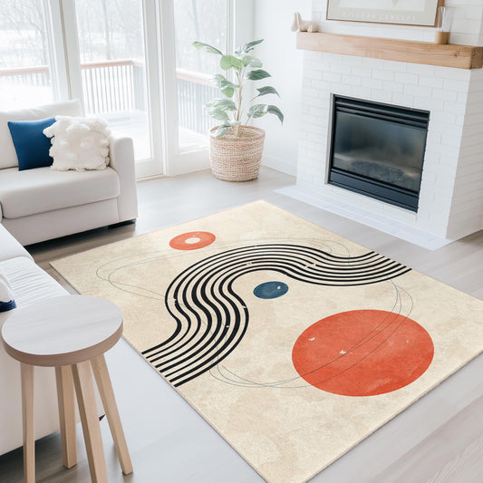 Abstract Geometric Rectangular Area Rug, Modern Art Rug for Living Room, Contemporary Home Decor, Stylish Carpet for Bedroom