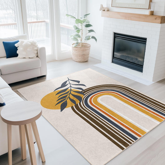 Colorful Retro Rainbow Rectangle Rug, Boho Chic Area Rug, Modern Living Room Decor, Stylish Home Rug, Unique Home Accessory