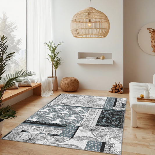 Elegant Floral Pattern Rectangular Area Rug, Vintage Chic Living Room Carpet, Decorative Home Rug, Modern Indoor Mat, Stylish Floor Covering