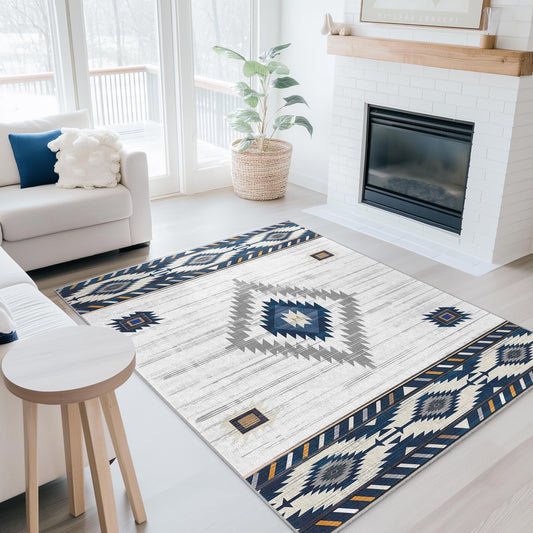 Geometric Patterned Rectangle Rug | Modern Bohemian Area Carpet | Stylish Living Room Decor | Soft Cotton Floor Mat