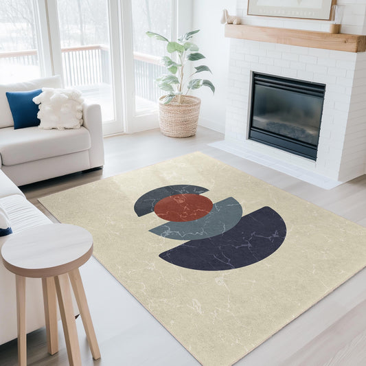 Stylish Rectangle Living Room Carpet | Geometric Abstract Decor Rug | Modern Home Area Rug | Trendy Geometric Design