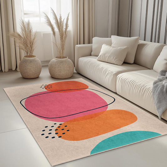 Abstract Geometric Rectangle Area Rug | Modern Living Room Carpet | Easy Clean Soft Mat | Chic Home Decor