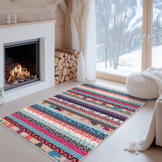 Colorful Geometric Pattern Area Rug, Rectangular Modern Rug for Living Room, Stylish Floor Decor, Home Accessories, Indoor Carpet