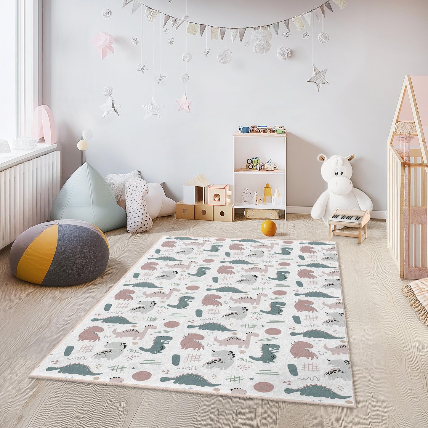 Personalized Dinosaur Kids Rug: Soft Playroom Carpet