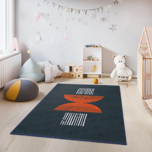 Geometric Shapes Modern Kids Area Rug, Rectangle Playroom Rug, Colorful Abstract Kids Carpet, Stylish Nursery Decor, Unique Children's Rug