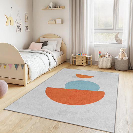 Geometric Shapes Kids Room Rug, Colorful Rectangular Carpet, Playroom Area Rug, Modern Nursery Decor, Kids Bedroom Flooring