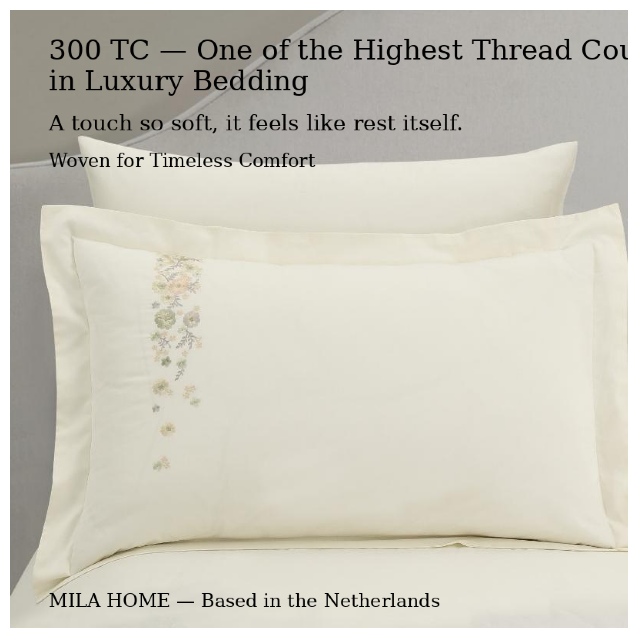 Hotel Collection – Bloom Edition | Luxuriöses cremeweißes Bettwäsche-Set mit pastellfarbener Blumenstickerei – 300 Fäden pro Zoll Premium-Baumwolle – 6-teiliges Bettbezug-Set